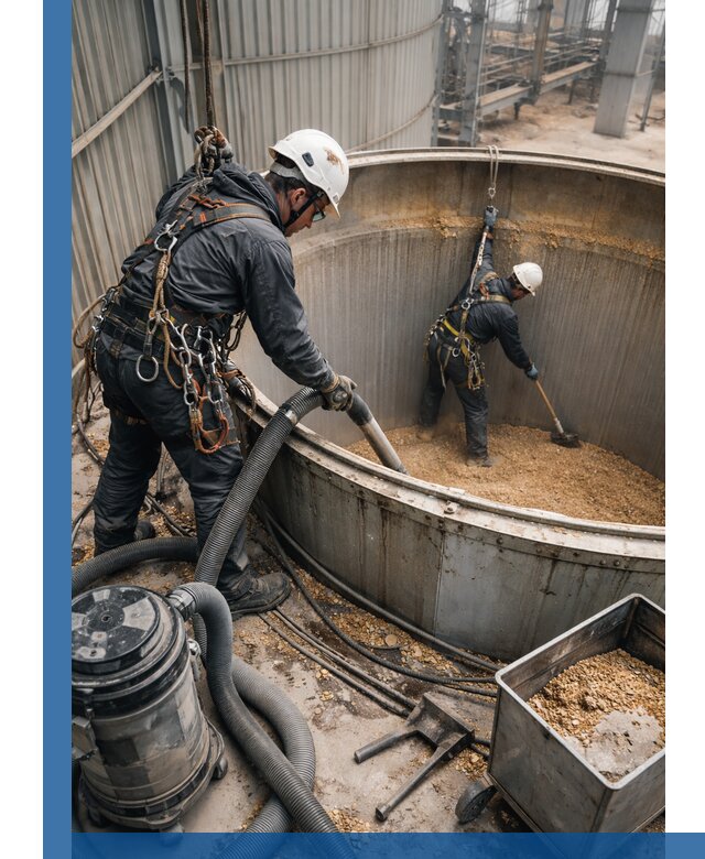 Профессиональная чистка зерновых бункеров в Устях-Куте с выездом