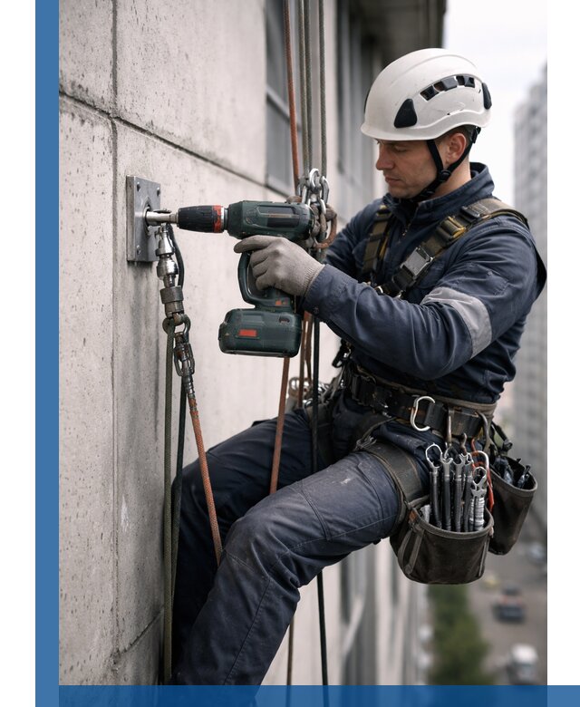 Установка анкерных точек для высотных работ в Устях-Куте